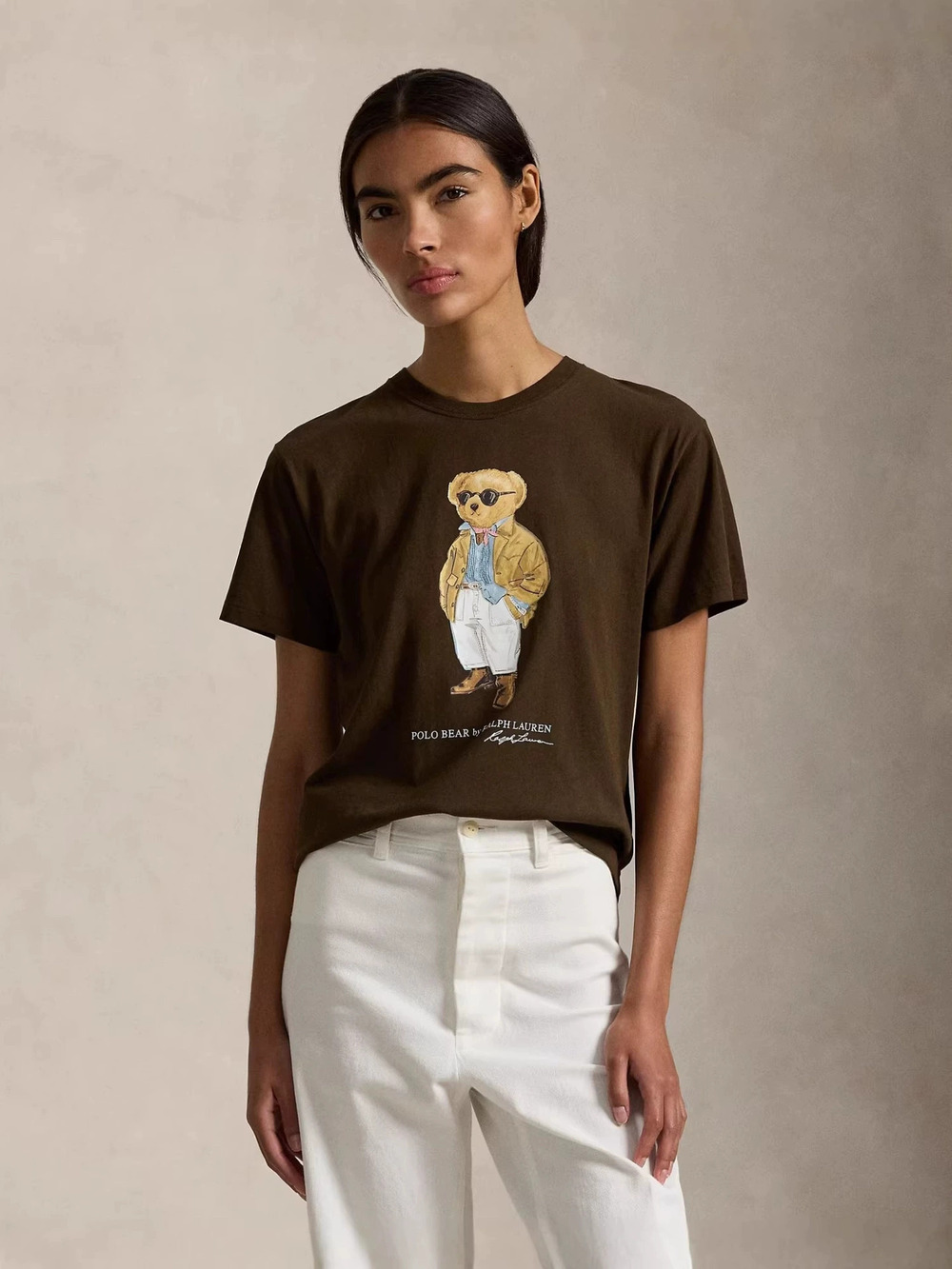 ZARA Summer Casual Bear Print Round Neck Short Sleeve T Shirt